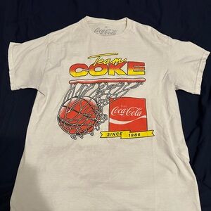 Coca-Cola Team Coke White T-Shirt with Red and Yellow Graphic